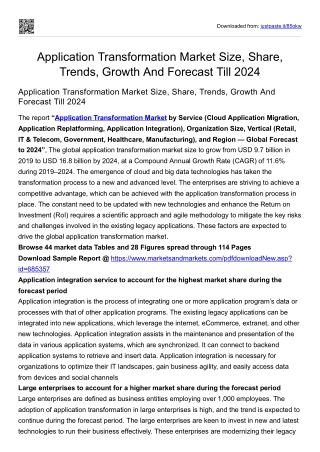 Application Transformation Market Size, Share, Trends, Growth And Forecast 2024