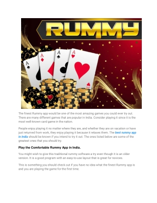 Try This Attractive Rummy App in India