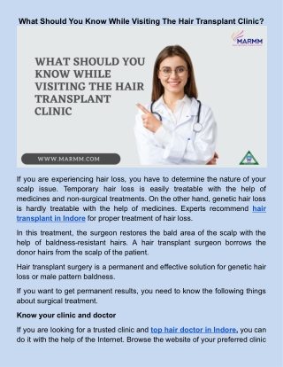 What Should You Know While Visiting The Hair Transplant Clinic_.docx