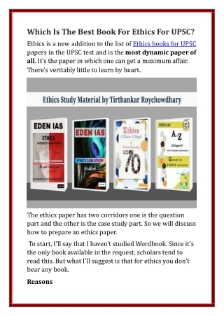 Which Is The Best Book For Ethics For UPSC?