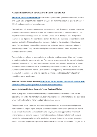 Pancreatic Tumor Treatment Market Analysis & Growth Factors by 2028