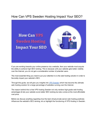 How Can VPS Sweden Hosting Impact Your SEO?