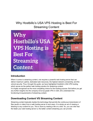 Why Hostbillo’s USA VPS Hosting is Best For Streaming Content