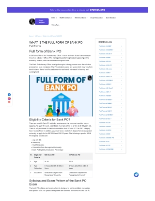 What is the Full Form of BANK PO-PW