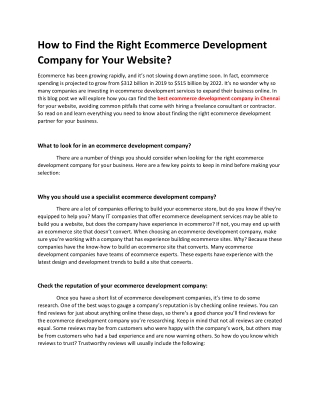 How to Find the Right Ecommerce Development Company for Your Website