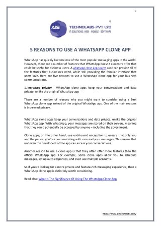 5 REASONS TO USE A WHATSAPP CLONE APP