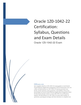 Oracle 1Z0-1042-22 Certification: Syllabus, Questions and Exam Details