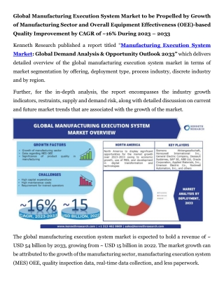 Global Manufacturing Execution System Market Press Release
