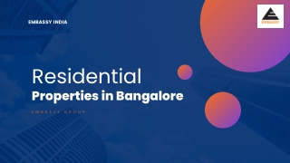 Residential properties in Bangalore