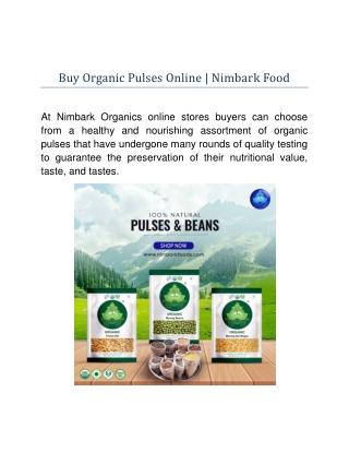 Buy Organic Pulses Online | Nimbark Food