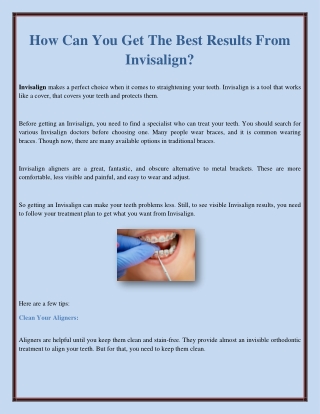 How Can You Get The Best Results From Invisalign?