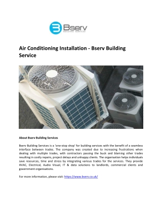 Air Conditioning Installation - Bserv Building Service
