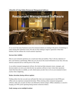 Restaurant Management Software UAE