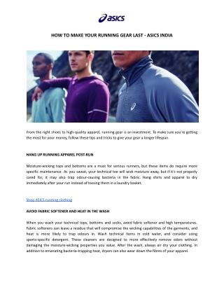 How To Make Your Running Gear Last - Asics India