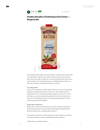 Healthy Benefits of Switching to Nut Drinks – Borges India 