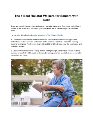 4 Best Rollator Walker For Seniors With Seat