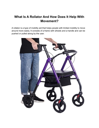 What Is A Rollator And How Does It Help With Movement?