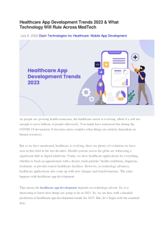 Healthcare App Development Trend 2023 & What Technology Will Rule Across MedTech