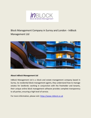 Block Management Company in Surrey and London - InBlock Management Ltd