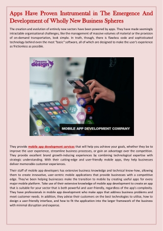 Apps Have Proven Instrumental in The Emergence And Development of Wholly New Business Spheres