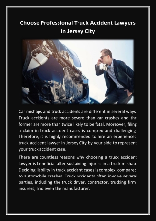 Choose Professional Truck Accident Lawyers in Jersey City