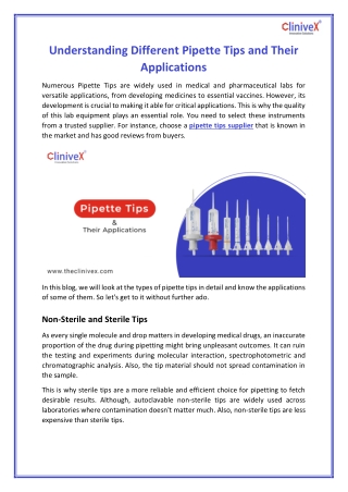 Understanding Different Pipette Tips and Their Applications