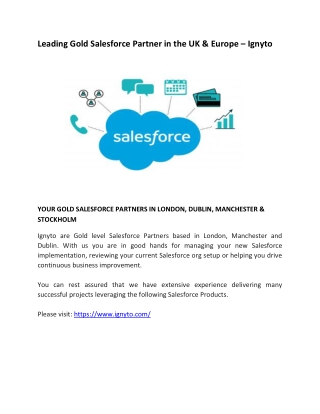 Leading Gold Salesforce Partner in the UK & Europe – Ignyto