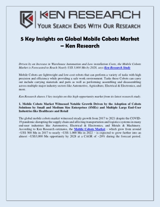 Global Mobile Cobots Market - Ken Research