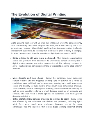 The Evolution of Digital Printing - CDP Print Management