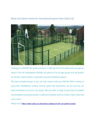 Multi Use Games Areas for recreational spaces from Caloo Ltd