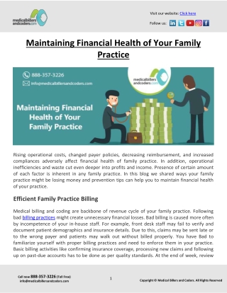 Maintaining Financial Health of Your Family Practice