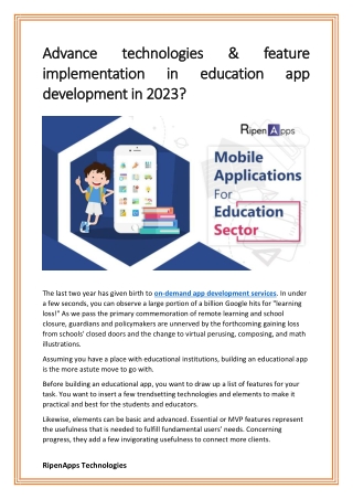 Advance technologies & feature implementation in education app development in 2023