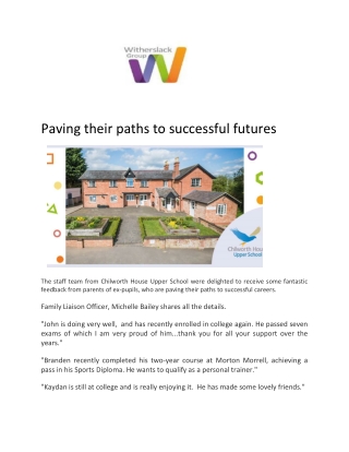 Paving their paths to successful futures - Witherslack Group