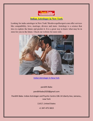 Indian Astrologer in New York  Bestlovespellsexpert