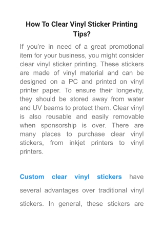 How To Clear Vinyl Sticker Printing Tips