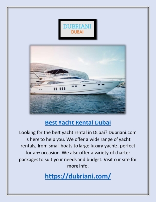 Best Yacht Rental Dubai | Dubriani.com
