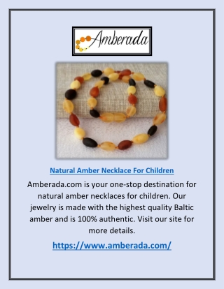 Natural Amber Necklace for Children | Amberada.com