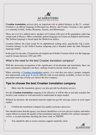 Best Croatian Translation Company