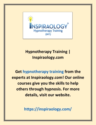 Hypnotherapy Training | Inspiraology.com