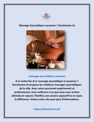 Massage Ayurvédique Lausanne | Darshanam.ch