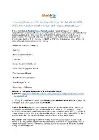 Saudi Arabia Power Rental Market Research Report