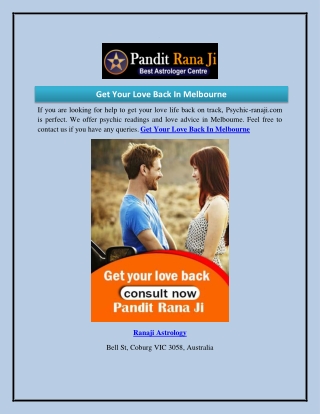 Get Your Love Back In Melbourne  Psychic-ranaji