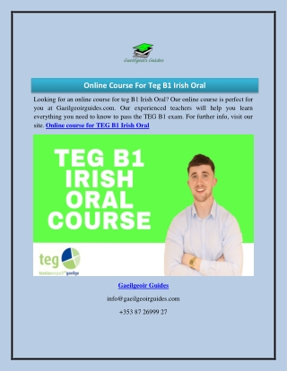 Online Course For Teg B1 Irish Oral  Gaeilgeoirguides