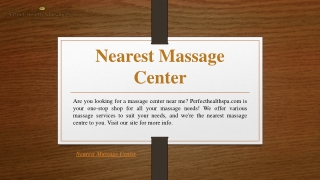 Nearest Massage Center | Perfecthealthspa.com