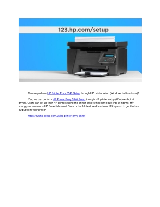Can we perform HP Printer Envy 5540 Setup through HP printer setup (Windows buil