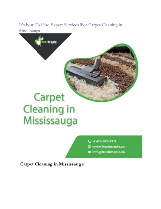 It’s best To Hire Expert Services For Carpet Cleaning in Mississauga