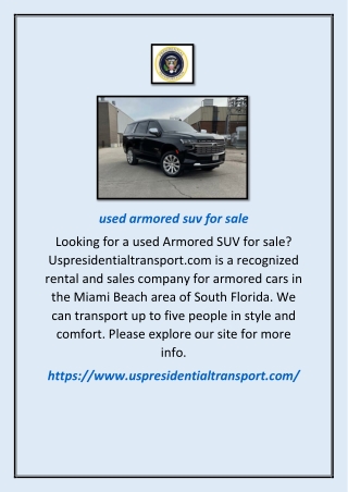 Used Armored Suv For Sale | Uspresidentialtransport.com