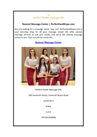 Nearest Massage Center Perfecthealthspa.com
