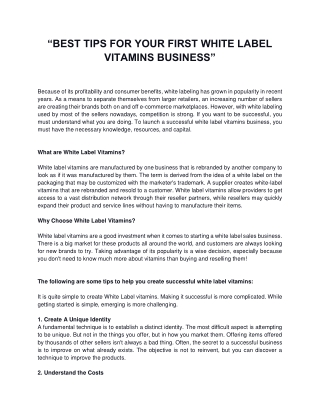 Best Tips for Your First White Label Vitamins Business