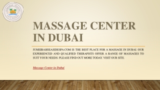 Massage Center In Dubai | Jumeirahseasidespa.com